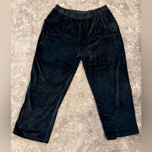 Leo & Nicole Navy Blue Velour Velvet Cropped AnkleWide Leg Pants PXL